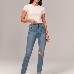 Abercrombie & Fitch Womens Medium Wash Ultra High Rise 90s Slim Straight Jeans